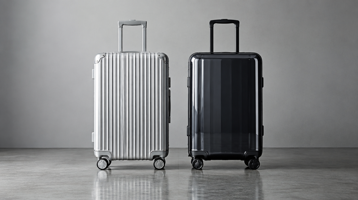 Aluminiumkoffer und Polycarbonat-Koffer im direkten Vergleich